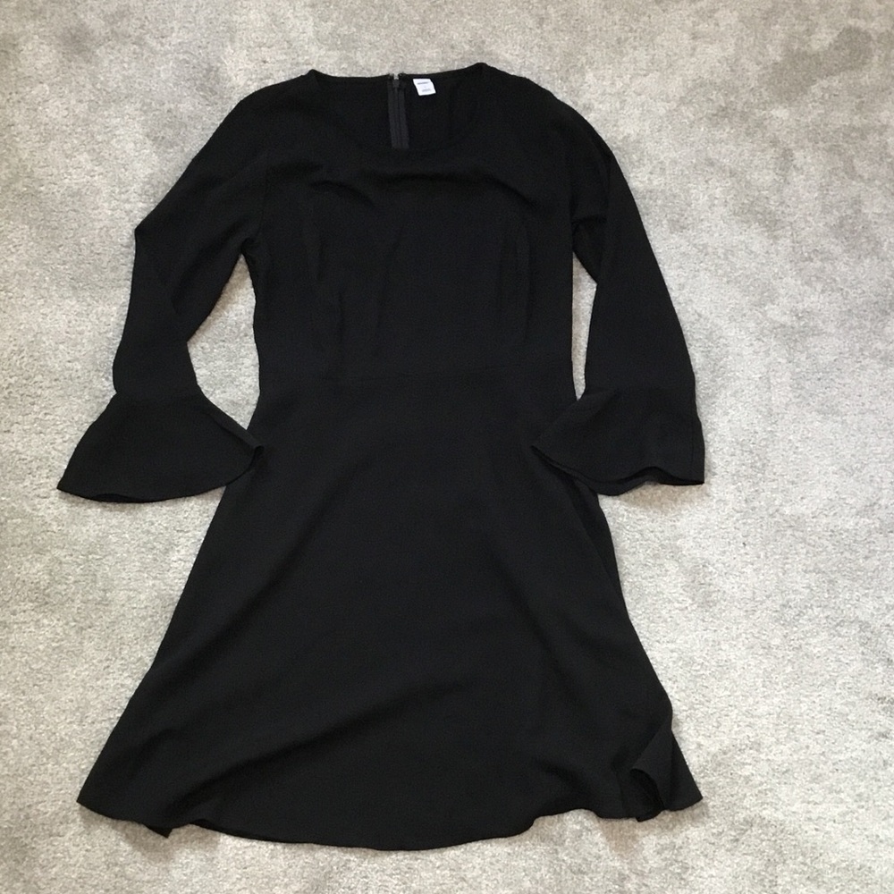 Old Navy Black Long-Sleeve A-Line Dress with Flared Cuffs